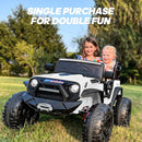 24V 9Ah Ride on Toy for Big Kids, 4WD 2 Seater Ride on Car Truck with Remote Control, 4x200W Motor - White by TinyTreasures Baby Boutique