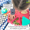 On-The-Go Snack Mat – Baby Silicone Travel Dining Placemat – Portable Silicone Toddler Plate – Reusable Snack Container with 3 Compartments and Lids for 6 Months + (Watermelon) by TinyTreasures Baby Boutique