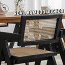 Rattan Dining Chairs Set of 2, Farmhouse Wicker Dining Chairs with Cane Seat Accent Armchair for Dining Room Kitchen Restaurant, Walnut by CozyNest Decor
