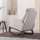 Dolonm Nursery Rocking Chair for Living Room, Upholstered Mid-Century Modern Nursery Rocking Armchair Tall Back Accent Glider Rocker, Beige by TinyTreasures Baby Boutique
