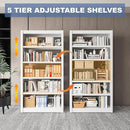 Metal Bookshelf Adjustable - 61" Tall White Bookcase, 5 Tier Book Shelf, Tooless Assembly Book Case, Modern Bookshelves and Bookcases for Home Office, Living Room, Bedroom, Study, Library by CozyNest Decor
