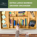 VaeFae Bamboo Kitchen Drawer Organizer, Wooden Utensil Tray with Multiple Compartments, Cutlery and Silverware Storage by CozyNest Decor