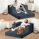 Folding Bean Bag Chair for Adults,3-in-1 Bean Bag Couch Faux Fur Floor Sofa Large Beanbag Convertible Bean Bag Sofa Bed with Pillow in Bedroom,Living Room,Apartment(Twin,Dark Grey) by CozyNest Decor