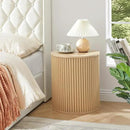 AVZEAR Small Round Side Table Fluted Night Stand Set of 2, Modern Boho End Table with Storage, Circle Bedside Tables Wood Nightstands for Small Spaces, Living Room, Bedroom (Nature) by CozyNest Decor