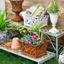 Sungmor Heavy Duty Cast Iron Planter Basket w/Non-Woven Growing Bag, Unique Shape & Beautiful Pattern Design, Hollow Orchid Flower Pot Garden Tools Holder, Full Rusted French Country Decor Container by CozyNest Decor