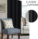 XWZO 100% Blackout Curtains - Extra Long Rod Pocket Thermal Insulated Black Liner Curtains, Noise Reducing and Heat Blocking Drapes for Bedroom with Tiebacks, Black, W52 x L108, Set of 2 by TinyTreasures Baby Boutique