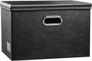 PRANDOM Large Collapsible Storage Bin with Lid [1-Pack] Leather Fabric Foldable Storage Box Organizer Containes Basket Cube with Cover for Home Bedroom Closet Office Nursery Black (17.7x11.8x11.8) by TinyTreasures Baby Boutique