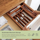 Premium Silverware, Flatware and Utensil Organizer for Kitchen Drawers, Food-Safe Contract Grade, Expandable from 16 to 28 In, Natural Acacia by CozyNest Decor