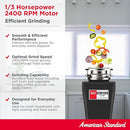 American Standard 10-US-AS-3 Garbage Disposal Anti-Jam Stainless Steel Food Waste Grinding System, Slim Line, 1/3 HP, Black by CozyNest Decor