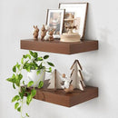 Deep Floating Shelves for Wall | 16 Inch Wide x 12 Inch Deep Floating Shelves Set of 2 | Rustic Walnut Wide Wall Shelves | Bookshelf Laundry Shelf TV Shelf by CozyNest Decor