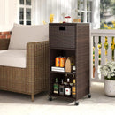 Tangkula Rattan Outdoor Storage Cabinet, Patiojoy Outdoor Wicker Cabinet with 3 Shelves, 1 Removable Drawer, 4 Wheels, Patio Storage Deck Box Cart for Backyard Poolside Porch (Mix Brown) by GreenHaven Gardens