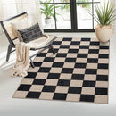 Lahome Checkered Easy Jute Carpet, 3x5 Outdoor Patio Rug Washable Rugs for Entryway Checkerboard Indoor Outdoor Living Room Classroom Carpet, Farmhouse Neutral Non Slip Black Door Mat for Bedroom by CozyNest Decor