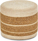Wimarsbon 18'' Ottoman Pouf, Natural Braided Poof, Rustic Handweave Lounge Pouffe, Boho Footrest Stool for Bedroom, Accent Table or Seat for Living Room