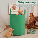 Large Woven Laundry Basket Hamper,60L Cotton Rope Storage Bin for Blankets,Toys and Clothes,Decorative Tall Nursery Hamper for Living Room,Baby Nursery,Bathroom and Bedroom,Dark Green by CozyNest Decor