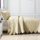 MarCielo 3-Piece 100% Cotton Oversized Bedspread Lightweight Quilt Coverlet Embroidery Farmhouse Bedding Set (Tk Beige Khaki, Oversized Queen (100"x106")) by CozyNest Decor