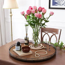 Farmhouse Oak 24" Lazy Susan Turntable Organizer for Cabinet, Round Wooden Lazy Susan Organization and Storage for Dining Table, Pantry, Kitchen, Countertop, Cupboard,Home Decor, Walnut by CozyNest Decor