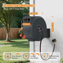 NEOTEC Retractable Garden Hose Reel 5/8 inch x 90ft - Wall Mounted Heavy Duty Hose Reel with 3/4 Inch Brass Fittings & 9-Pattern Nozzle - Auto Rewind System, Any Length Lock, 180° Swivel Bracket by GreenHaven Gardens