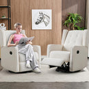 Swivel Rocker Recliner Chair Set of 2, Nursery Glider Chair, Nursery Rocking Chairs, Manual Reclining Chair, White by TinyTreasures Baby Boutique