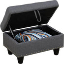 Ottoman Rectangular Storage Ottoman Bench, Flannel Footrest Stool Footstool with Lid for Living Room, Bedroom, Entryway, Light Gray, 28.5"x19"x17.5" by CozyNest Decor