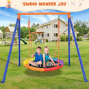 Swing Sets for Backyard, Outdoor Toys for Kids, A-Frame Out Playset Holds 440 lbs with 40" Saucer Swing, Adjustable Ropes by TinyTreasures Baby Boutique