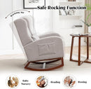 Rocking Chair Nursery with Foot Rest, Wingback Nursery Rocking Chairs, Teddy Nursing Glider Rocker Chair with Pillow and High Back for Nursery, Living Room, Bedroom, Grey by TinyTreasures Baby Boutique
