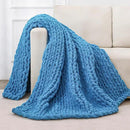 Bigacogo Chunky Knit Throw Blanket for Couch, 40x60 inches, 100% Hand Knitted with Thick Jumbo Chenille Yarn, Cozy Soft Large Rope Knot Cable Crochet Blankets for Sofa Bed Living Room, Bright Blue by CozyNest Decor