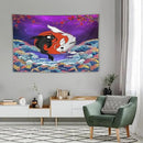Houselerax Japanese Koi Fish Tapestry, Yin Yang Big Wave Cherry Blossom Tapestries Wall Hanging for Bedroom Living Room Office Decor 90"x60" by CozyNest Decor
