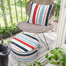 Inflatable Ottoman Stool D21 xH9 for Outdoor/Indoor Use, Water Repellent Patio Foot Rest Stool with Portable Handle,Round Pouf Ottoman Suitable for Garden,Deck and Camping - Stripe Red Blue by CozyNest Decor