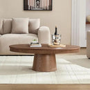 Modern Oval Coffee Table with Wood Pedestal,47.24" Farmhouse Center Table for Living Room, Ellipse Coffee Tables Tea Table for Bedroom, Apartment-Walnut by CozyNest Decor