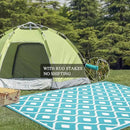 Pauwer Waterproof Outdoor Rug 6x9, Reversible Plastic Straw Patio Camping Rug, Indoor Outdoor RV Mat Carpet for Deck, Camper, Porch, Balcony, Backyard, Picnic, Geometric Teal by GreenHaven Gardens