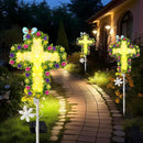 YJFWAL 1 Pack Solar Flowers Cross Garden Stake Lights, Yard Solar Lights Cemetery Decorations For Grave Outdoor Light Jesus Cross Sympathy Memorial Gift For Grandma, Garden Lawn Patio Pathway Deco by GreenHaven Gardens