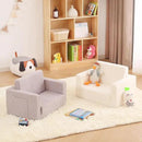 Toddler Chair Sherpa Kids Couch, 2-in-1 Soft Kids Sofa Lounger for Bedroom, Convertible Couch for Girls and Boys, Reading Chair, Beige by CozyNest Decor