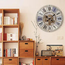 Unique Moving Gear Large Wall Clock 21inch-Battery Powered. Retro Industrial Steampunk Country Farmhouse Decor for The Living Room Kitchen Bars cafes Offices(whith/metal/21) by CozyNest Decor