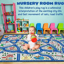 Kids Carpet Playmat Rug Player Car Rug,City Life Traffic Road Map Mat Educational Game Area Rug for Toddler Children Playroom Classroom Bedroom (Blue,6 x 9 ft) by CozyNest Decor