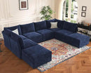 136.4" Oversized Modular Sectional Sleeper Sofa Bed, U Shaped Convertible Couch with Movable Ottoman, Large 8 Seat Corner Couches for Living Room Deep Seat Blue Chenille by CozyNest Decor