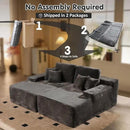 ovios 81" Oversized Sectional Double Lounge Chaise with Cloud Plush Sofa Bed, No Assembly Required, Fluffy Modern Sleeper Loveseat Chair for Indoor Living Room Bedroom Reading, Grey (Plush Fabric) by CozyNest Decor