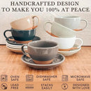 Mora Ceramic Latte Art Mug With Saucer - 10.5 oz, Round Bottom For Perfect Pours - Cafe Cups for Cappuccino, Espresso, Coffee, Tea etc - Porcelain Set for Baristas, Great Gift - Sesame Milk by CozyNest Decor