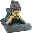 Alpine Corporation 16" Tall Indoor/Outdoor Girl Laying Down Reading Book Statue Set Yard Art Decoration by GreenHaven Gardens