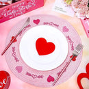 Whaline 4Pcs Round Valentine Placemats Red Pink Heart Embroidered Place Mats Decorative Dinner Table Mats for Home Wedding Anniversary Party Decor by CozyNest Decor