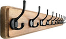 Dseap Wall Mounted Coat Rack: 38-1/4" Long, Patented, Heavy-Duty, 10-Double-Hooks Wooden Hanger Rail for Winter Coats, Hat, Jacket, Clothing - Natural & Black by CozyNest Decor