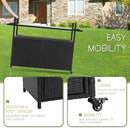 Wicker Outdoor Bar Cart - Black Patio Console Storage Table Buffet Cabinet Serving Kitchen Cart with Wheels for Outside Backyard by CozyNest Decor