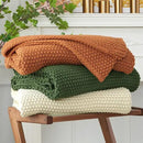 Chunky Cable Knit Throw Blanket Lightweight Burnt Orange 100% Organic Cotton Blanket for Sofa Couch Bed Baby Nursery, Rustic Shabby Chic Modern Farmhouse, 60” x 80” Give Laundering Bag by CozyNest Decor