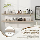 48 Inch Floating Shelves, 3D Textured Wood Grain, 48"x9.25"x1.5" Inch Deep Floating Shelves for Wall, Wooden Shelves for Bathroom, Bedroom, Living Room, Vintage White Oak by CozyNest Decor