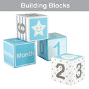 I'm Solid Wood Monthly Weekly Yearly Milestone Age Blocks, Newborn Gifts & Keepsakes for Picture Props (4 Pcs/Blue) by TinyTreasures Baby Boutique
