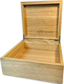Blake & Lake Wooden Eco Box with Hinged Lid - Solid Oak Wood Storage Box with Lid - Wooden Keepsake Box - Decorative wooden boxes with lids for Keepsakes (Oak) by CozyNest Decor