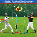 3-in-1 Baseball Set for Kids: Hanging Batting Tee + T Ball Stand Set Auto Ball Launcher for Toddlers & Youth Adjustable Height with 6 Balls 2 Bats Outdoor&Indoor Toys Sports Gifts for 3-12 Years Old by TinyTreasures Baby Boutique