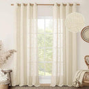 LAMIT Linen Curtains 95 inch for Living Room, Soft Thick Light Filtering Boho Window Textured Neutral Drapes Bronze Grommet for Bedroom Farmhouse, 2 Panels Set 52 x 95 Inch, Beige by CozyNest Decor