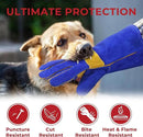 HANDLANDY Animal Handling Gloves, Falconry Cat Glove Bite Proof, Thorn Proof Rose Pruning Gardening Gauntlets (Royal blue, 14 Inches) by GreenHaven Gardens