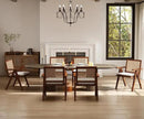 Rattan Dining Chairs Set of 6, Farmhouse Wicker Dining Chairs with Removable Linen Cushion Accent Cane Armchair for Dining Room Kitchen Restaurant, Walnut by CozyNest Decor