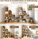 Tangkula 4-Tier Stepped Bookshelf, Freestanding 6 Cubes Ladder Bookcase with Anti-Tipping Kits, 64" Tall Modern Wooden Storage Display Rack for Home Office Living Room Study (1, Natural) by CozyNest Decor